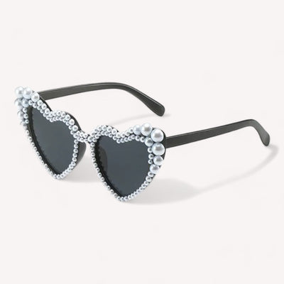 Lunettes de Soleil en Forme de Coeur avec Perles