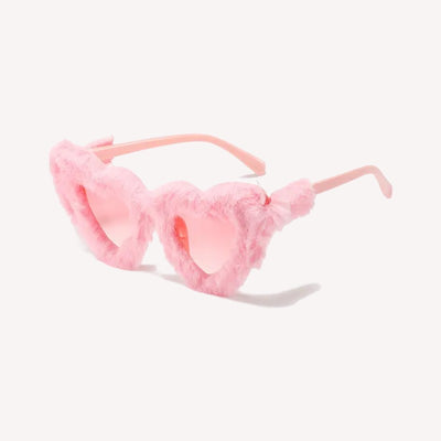 Lunettes de Soleil Femme en Forme de Coeur Fourrure