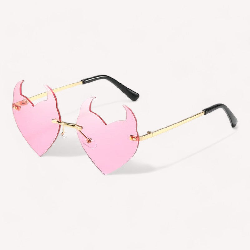 Lunettes de Soleil Femme en Forme de Coeur Rose